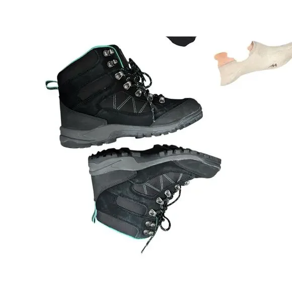 R Cord Waterproof Hiking Boots Women’s Size 9 Black Teal EUC Gorpcore - Picture 6 of 8